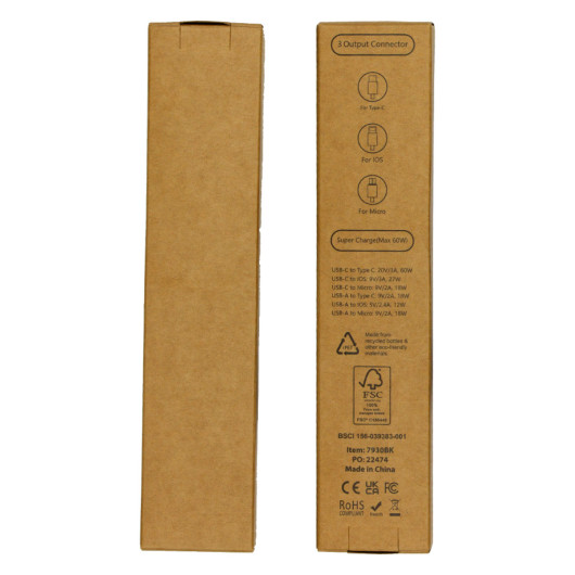120cm Recycled 6 in 1 Cables Micro Adaptor Box